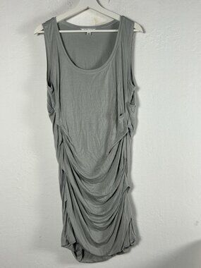 Cabi Womens Gray Draped Ruched Sleeveless Tunic Dress Large #631 Scoop Neck NWOT